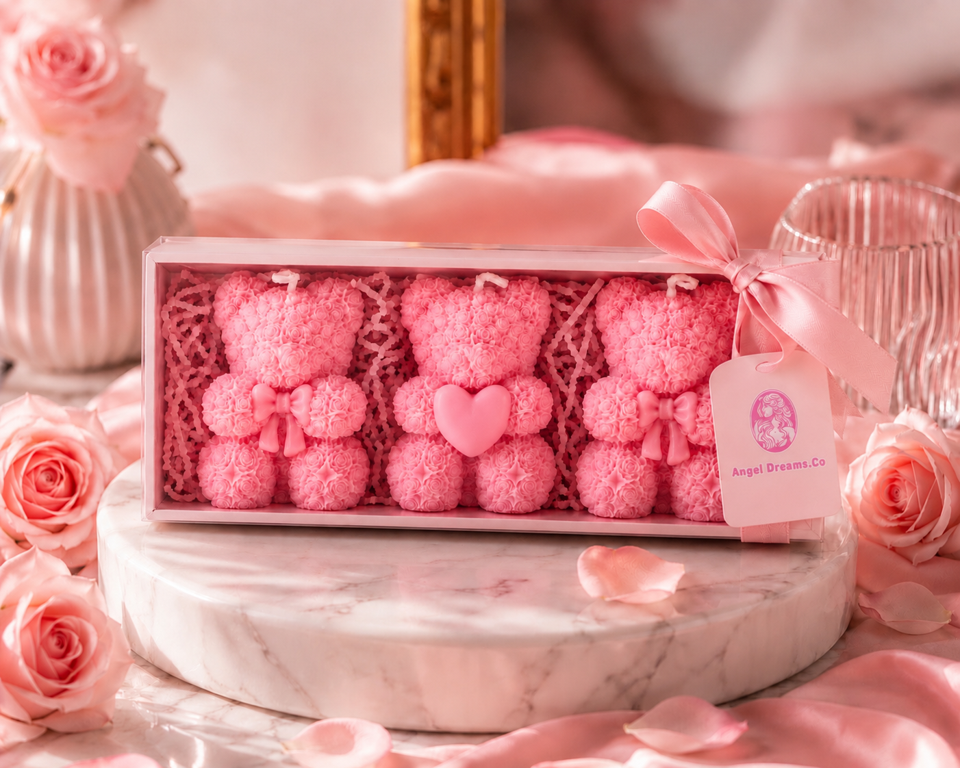 Angel Dreams Teddy Bear Candle Gift Set