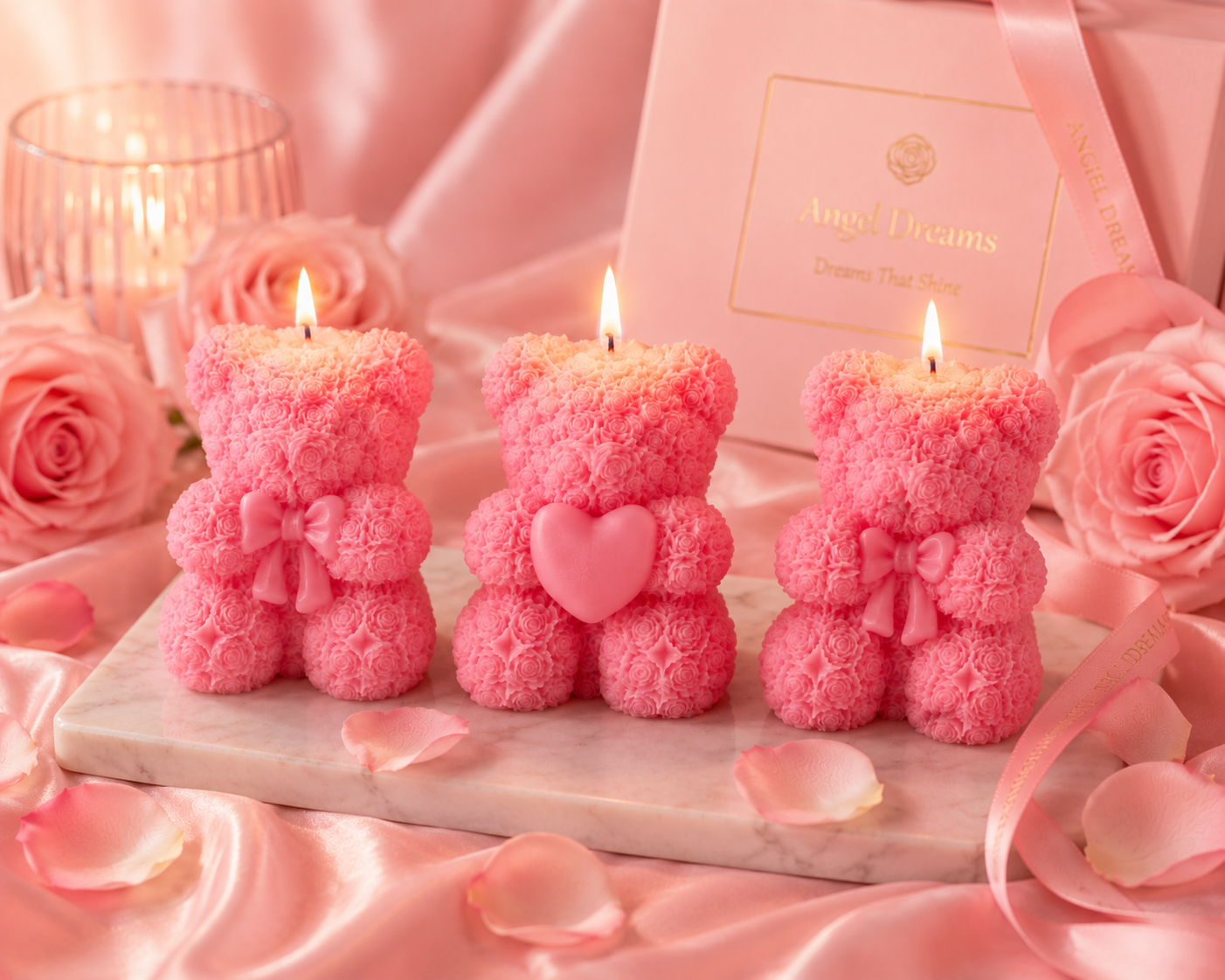 Angel Dreams Teddy Bear Candle Gift Set