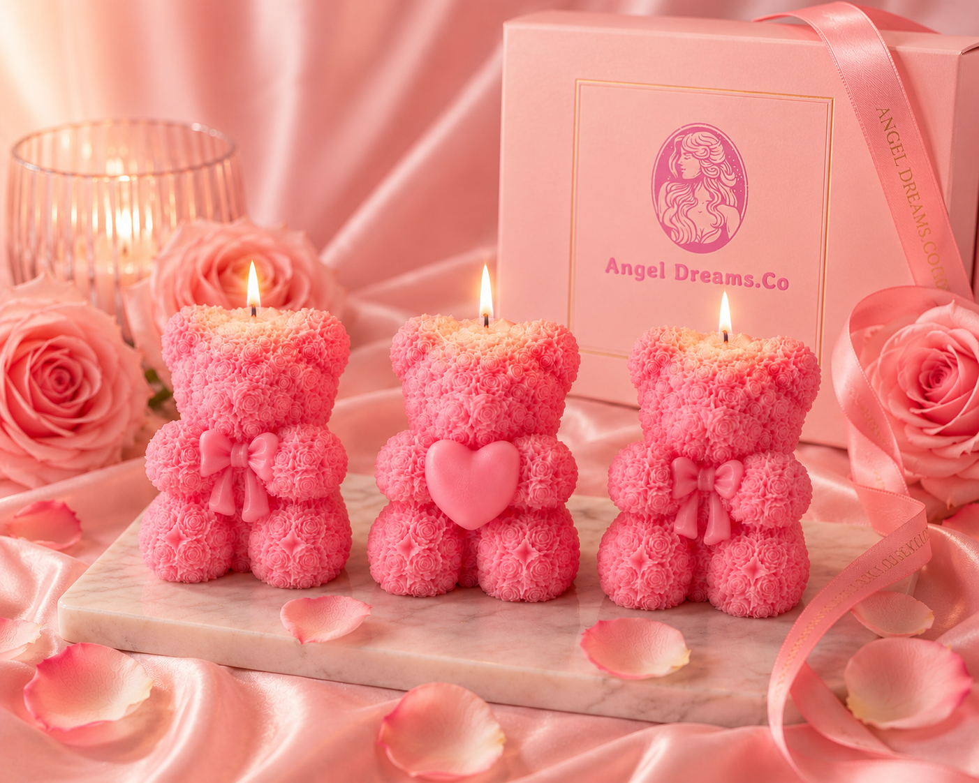 Angel Dreams Teddy Bear Candle Gift Set