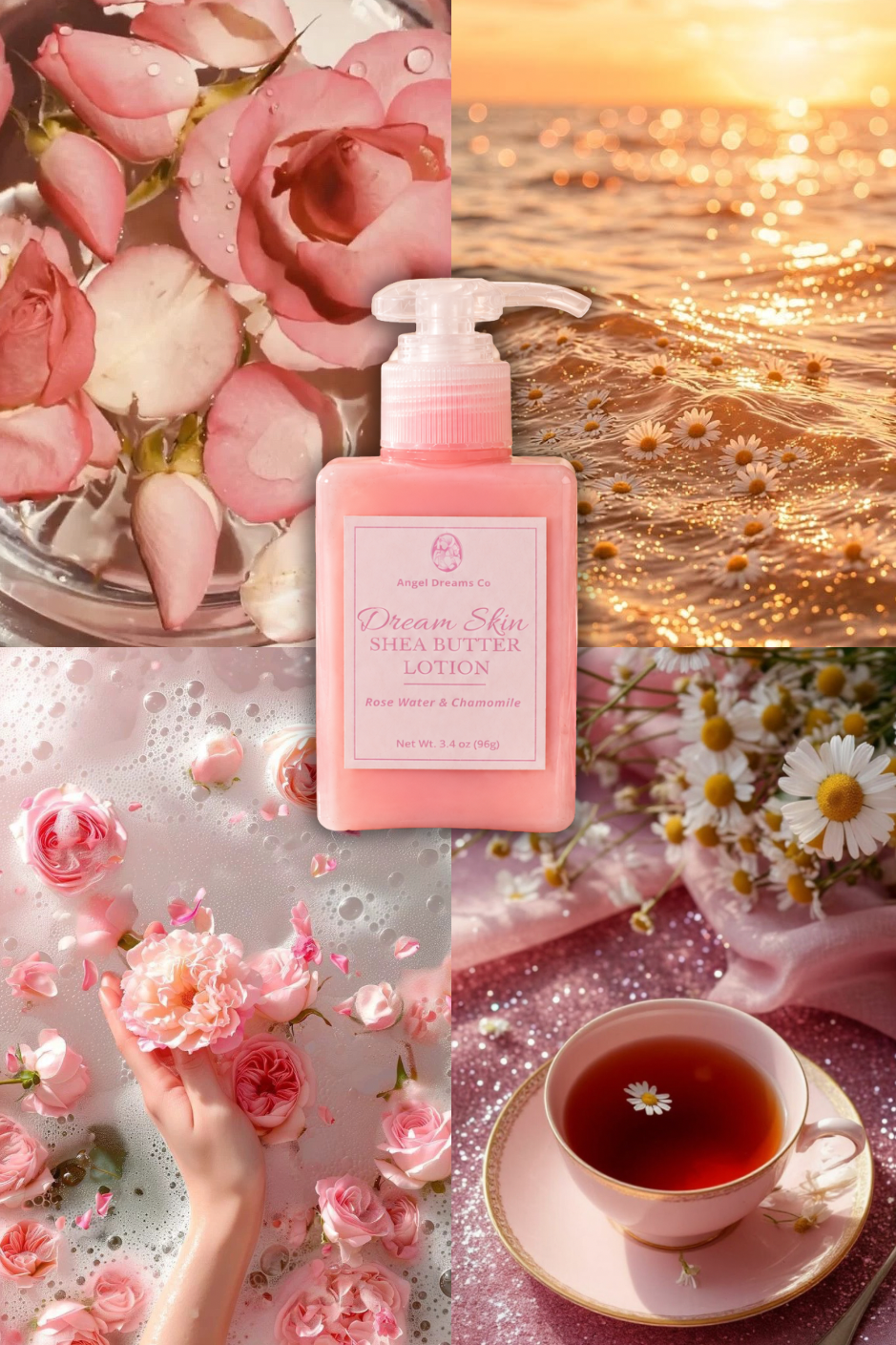 Dream skin Shea butter Lotion- Rose water & chamomile (3.4oz)