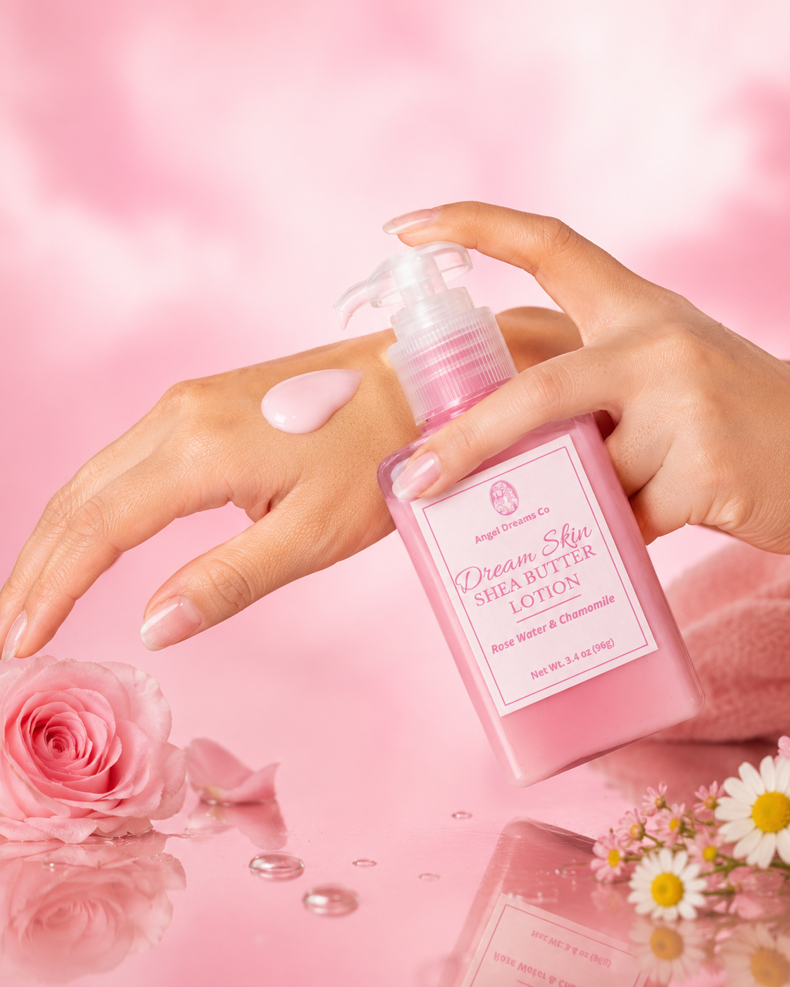 Dream skin Shea butter Lotion- Rose water & chamomile (3.4oz)