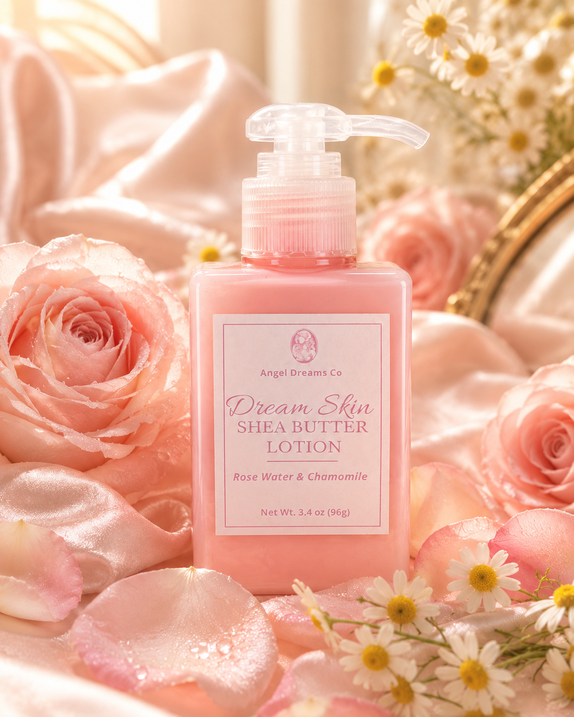 Dream skin Shea butter Lotion- Rose water & chamomile (3.4oz)