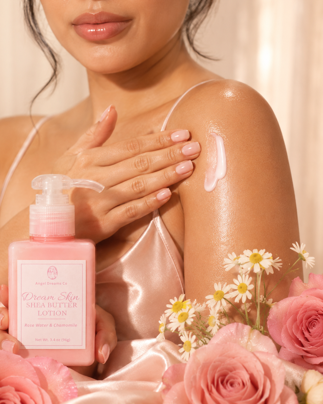 Dream skin Shea butter Lotion- Rose water & chamomile (3.4oz)