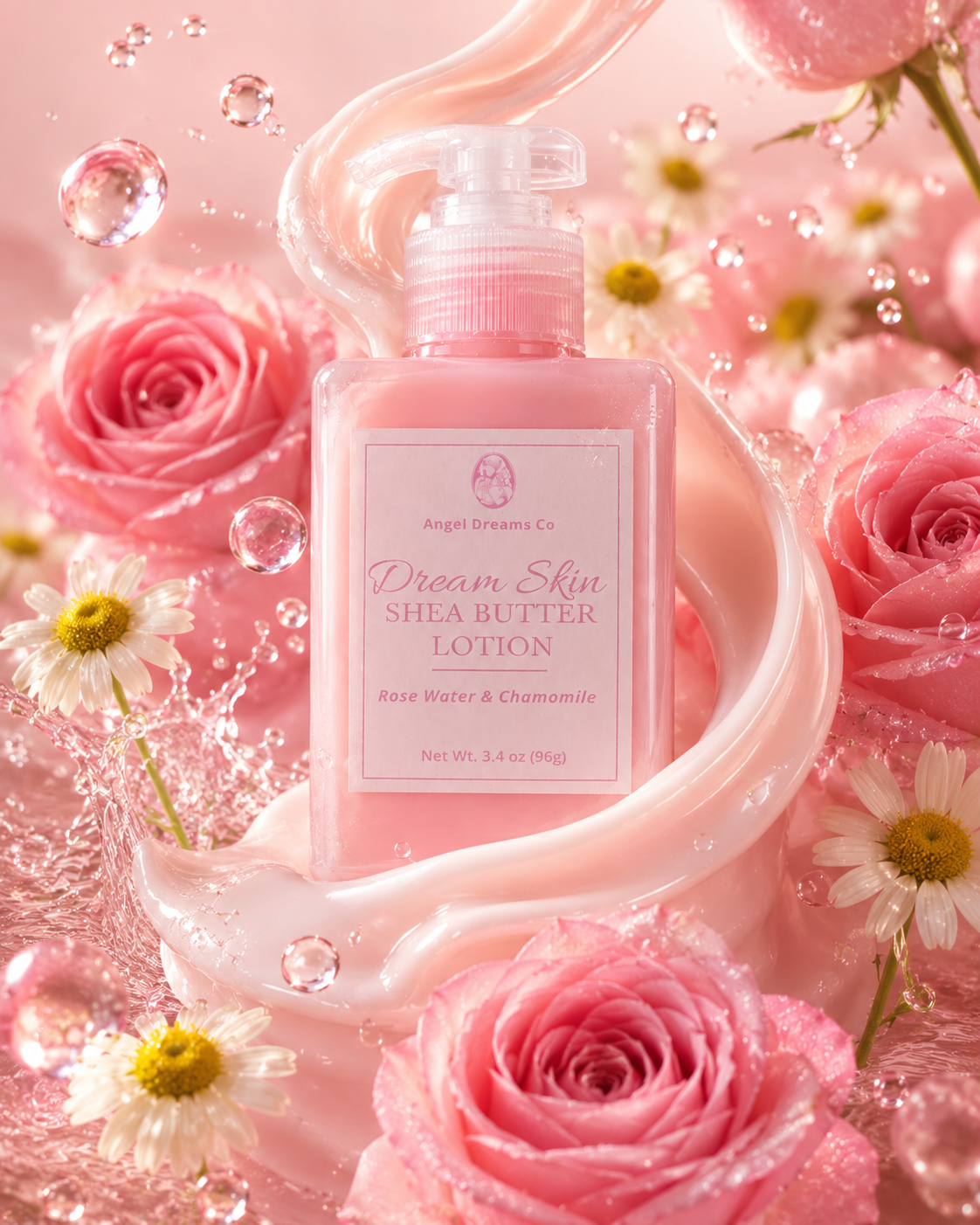 Dream skin Shea butter Lotion- Rose water & chamomile (3.4oz)