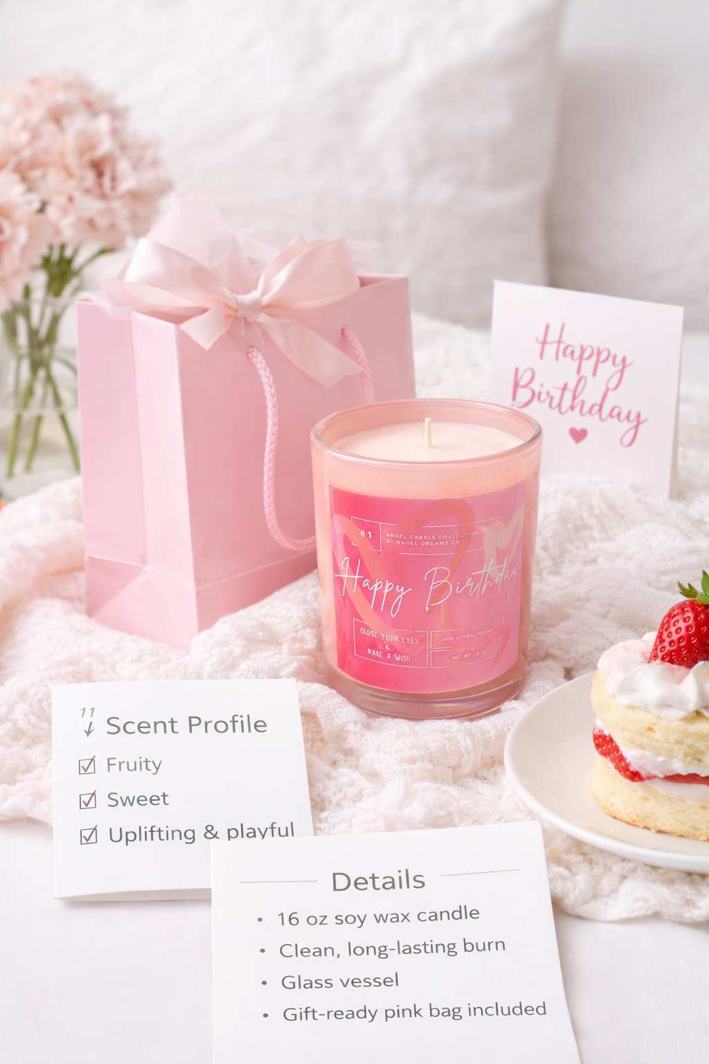 Angel Candles- Happy Birthday(16oz)
